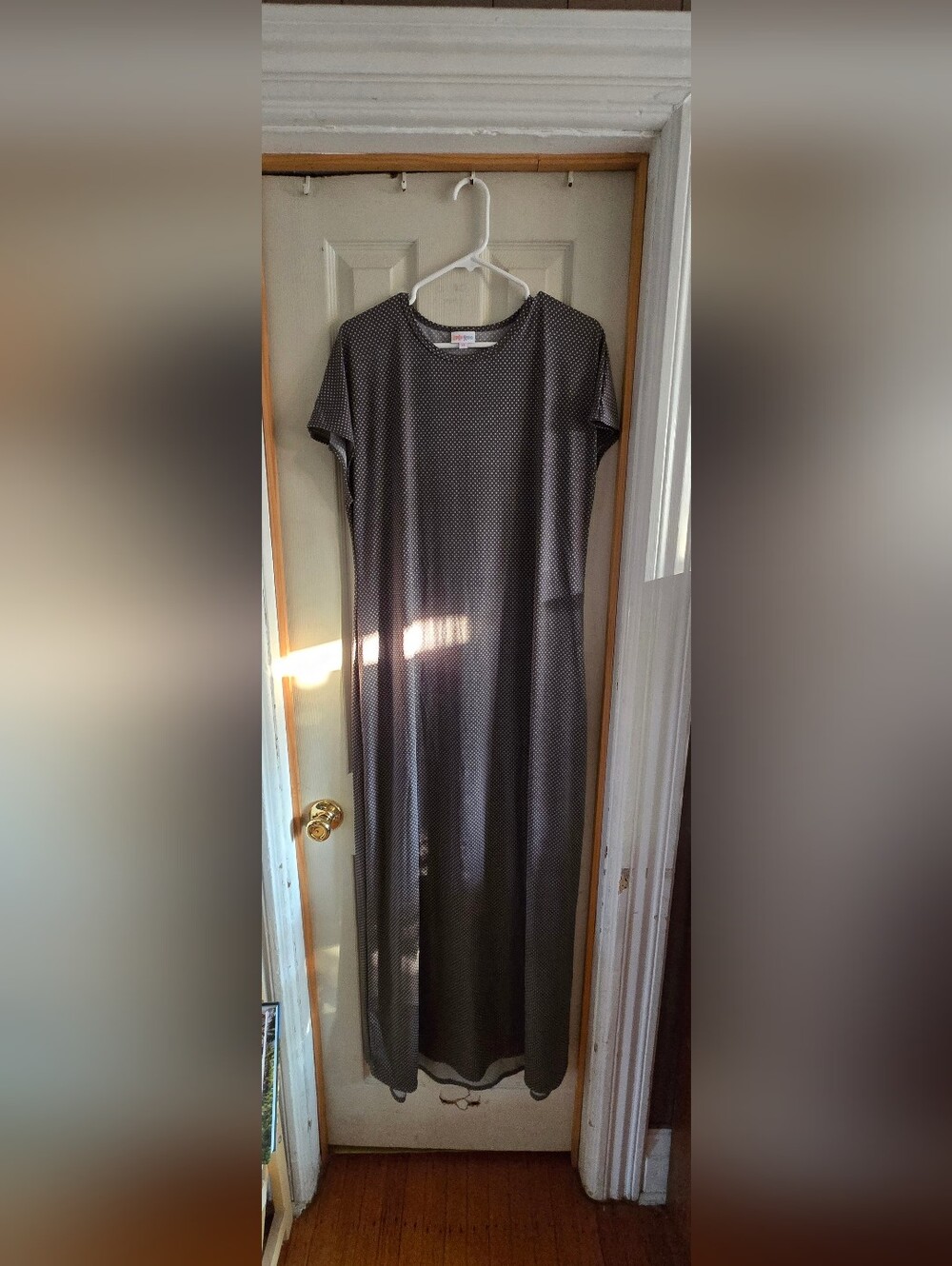 LuLaRoe Charcoal Gray Polka Dot Maxi Dress